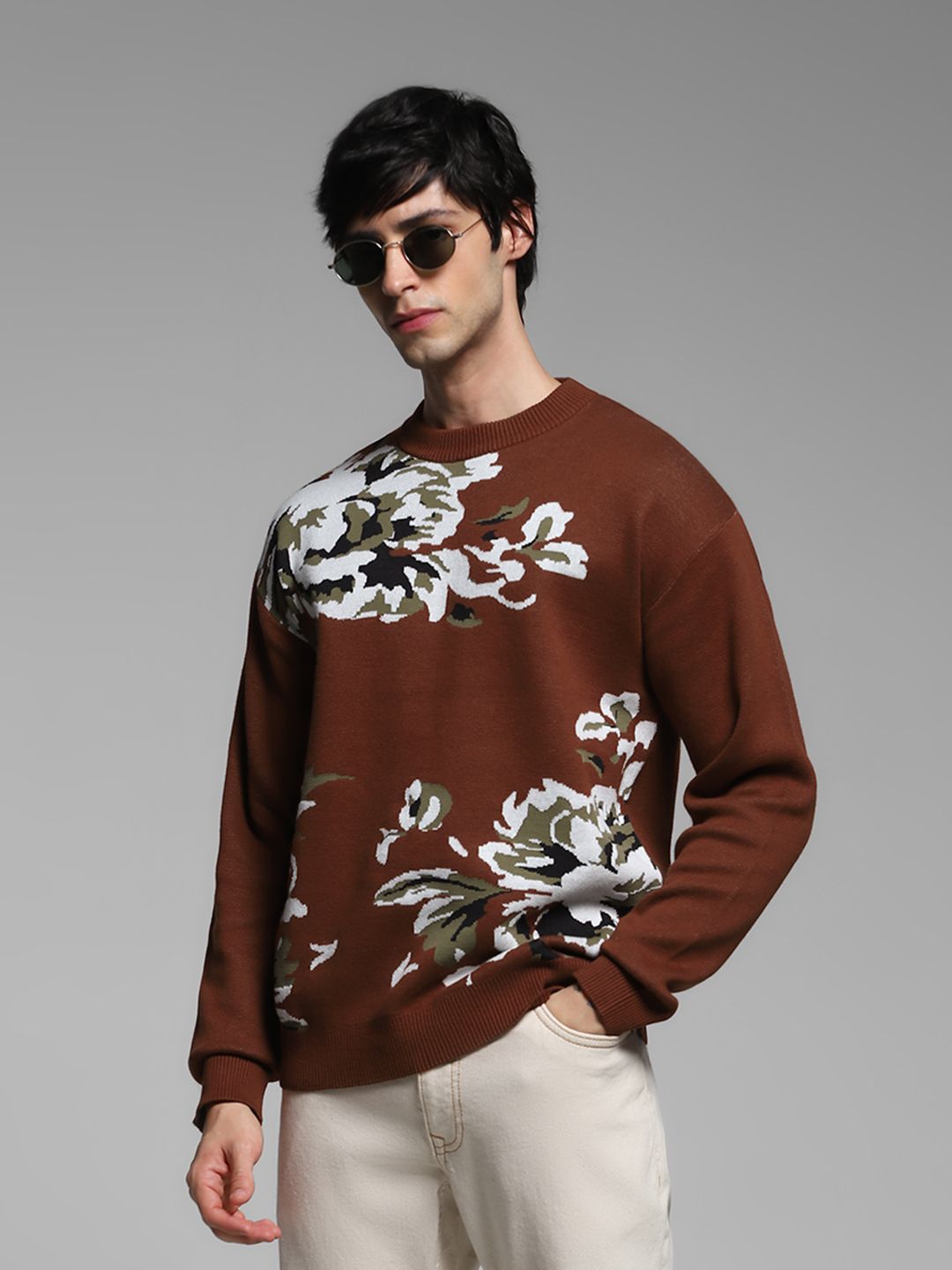 jack & jones Men Printed Crew Neck Brown Sweater-picture-24