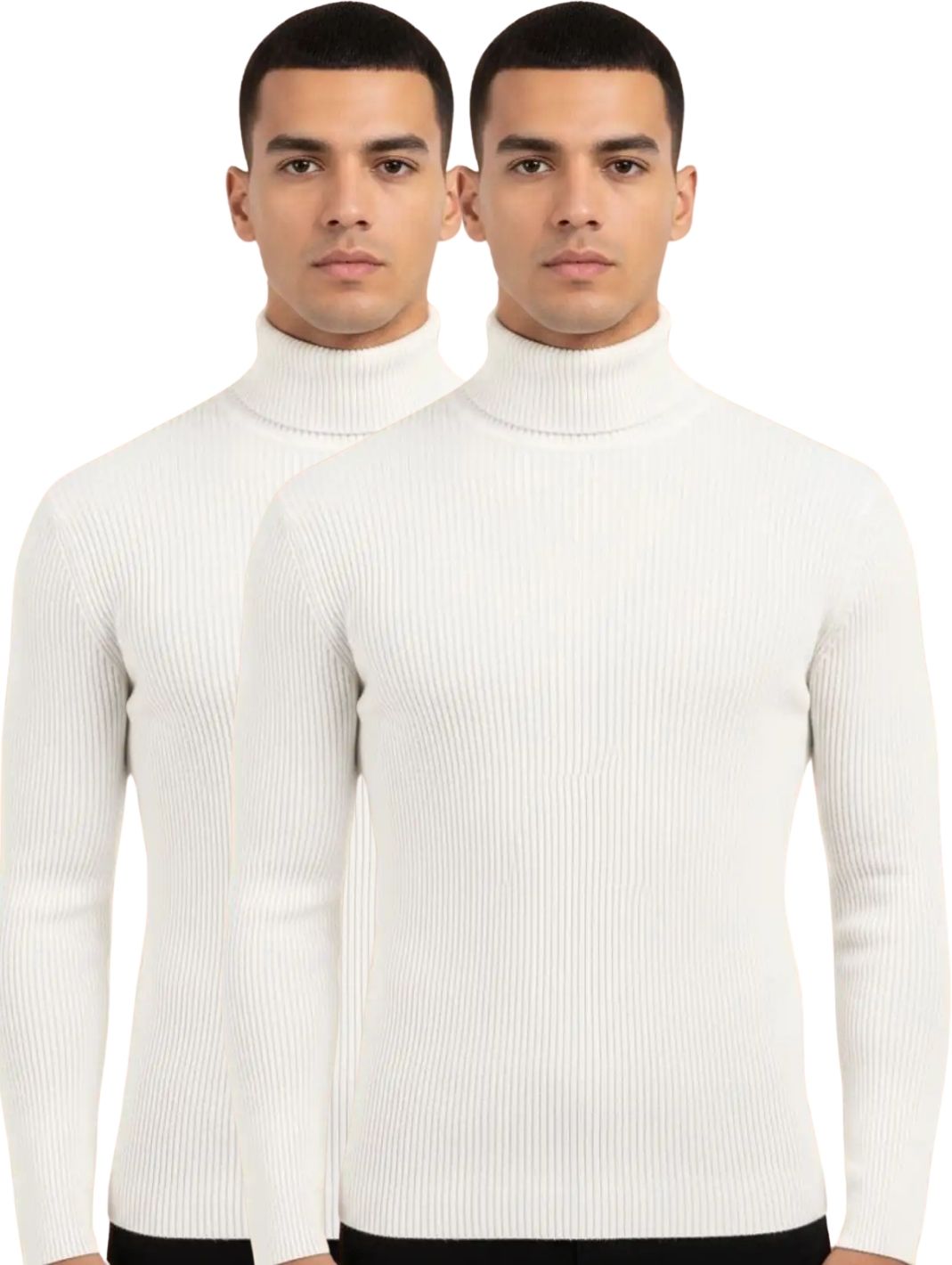 olene Men Solid Turtle Neck White, White Sweater-picture-28