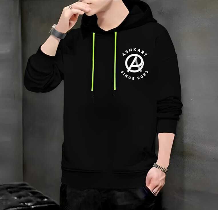 ashkart Men Graphic Print Hooded Neck Black Sweater-picture-17