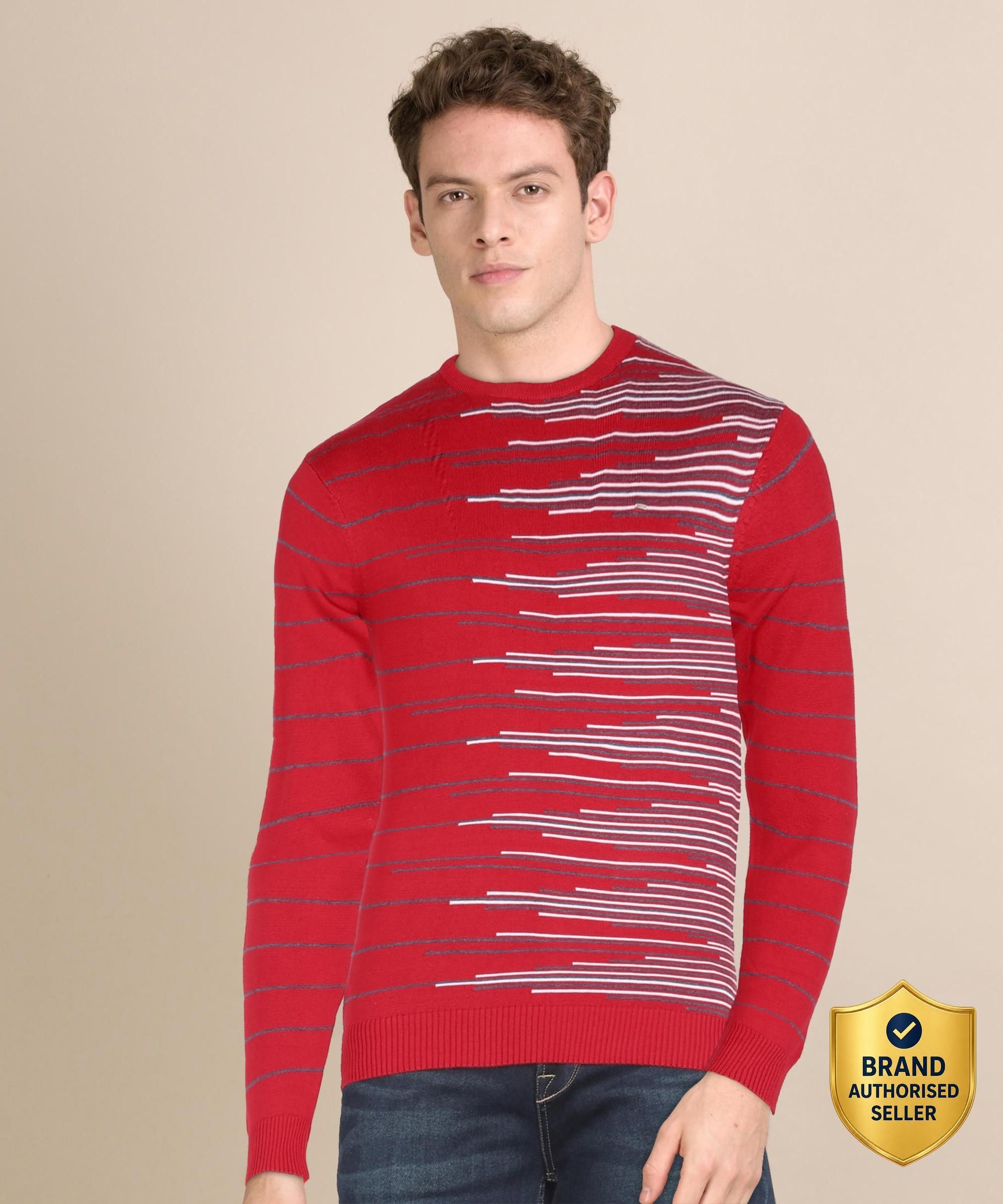 killer Men Woven Round Neck Red Sweater-picture-25