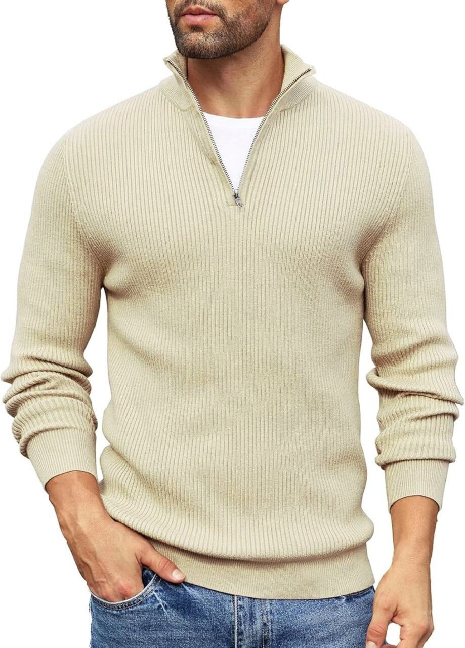 colorchakra Men Solid Collared Neck White Sweater-picture-24