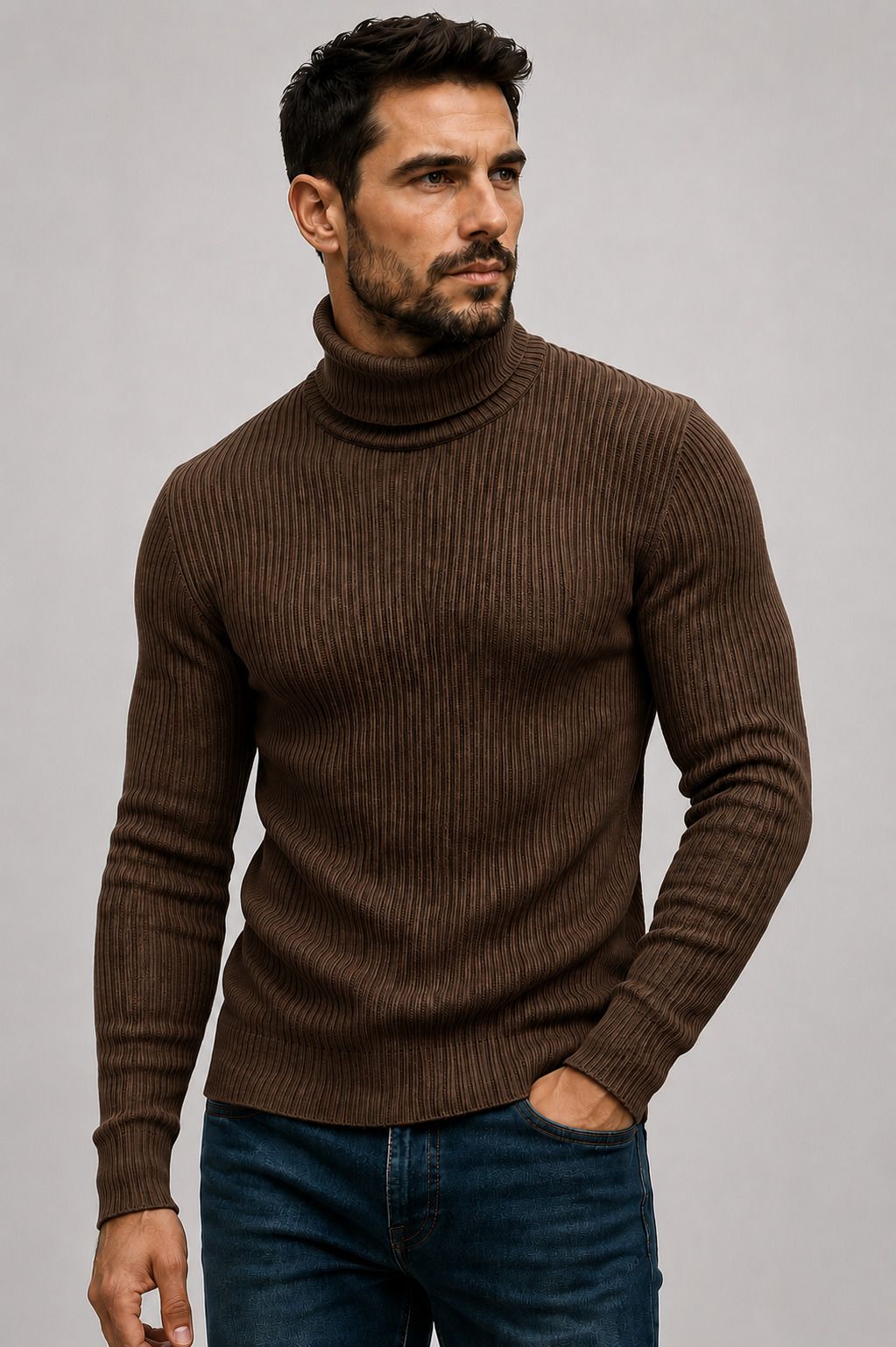 yclub Men Self Design High Neck Multicolor Sweater-picture-5