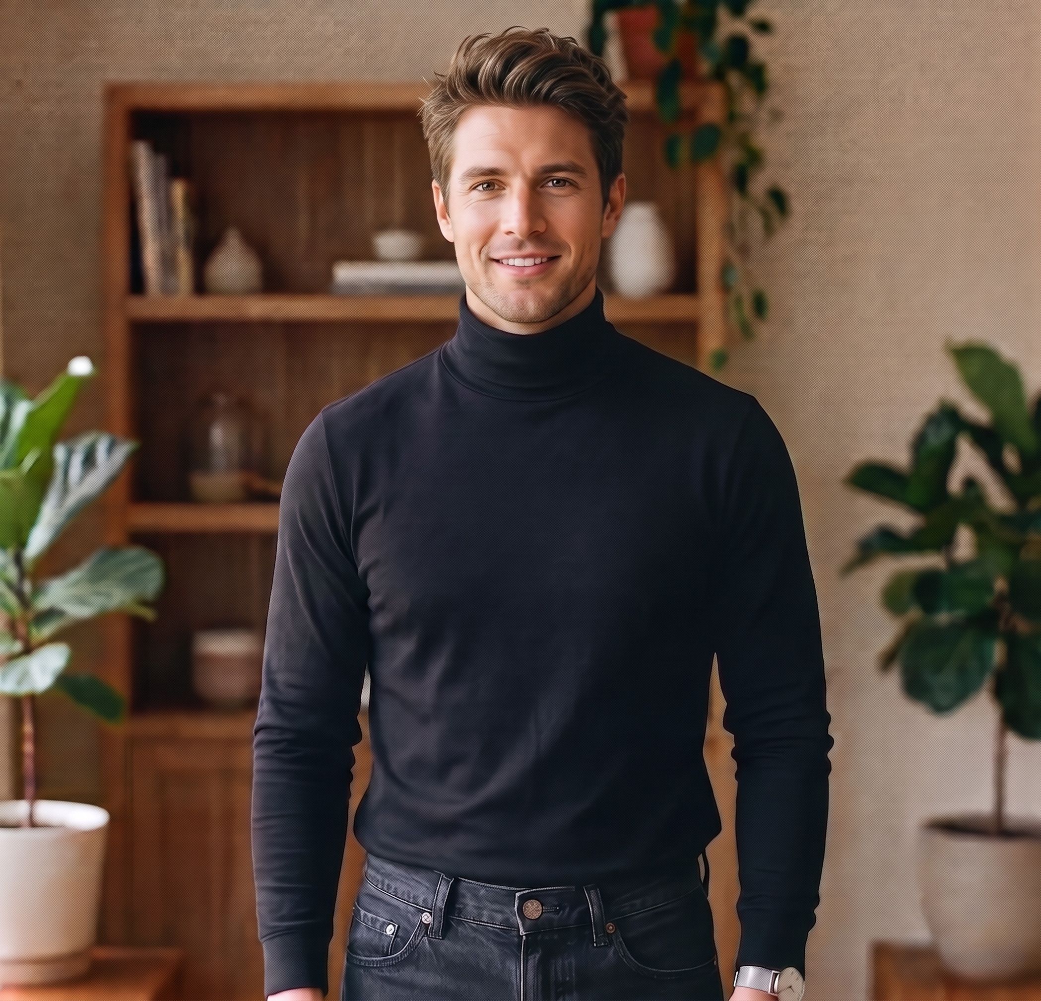 arman Men Solid High Neck Black Sweater-picture-27