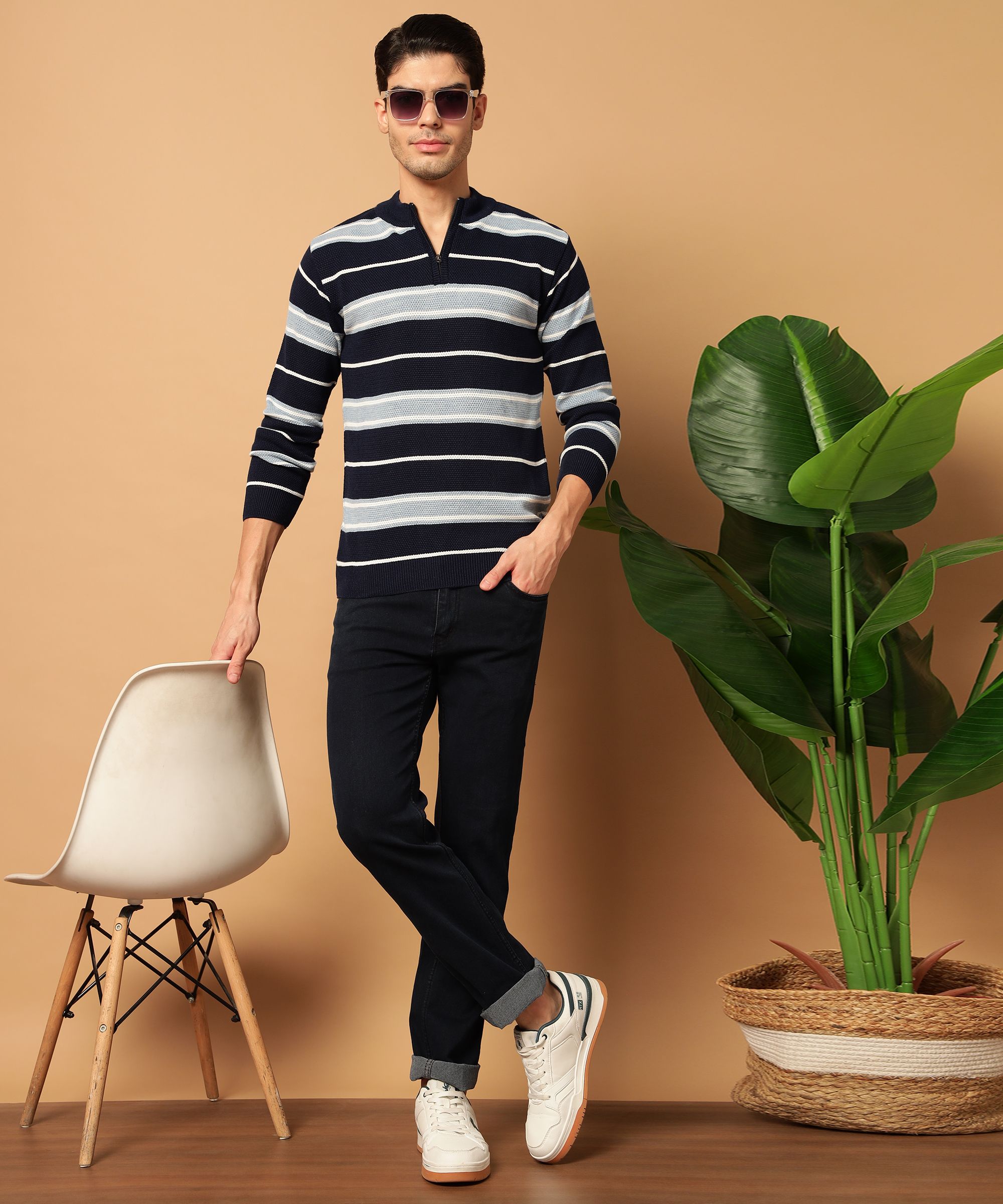 willey Men Striped Round Neck Multicolor Sweater-picture-19