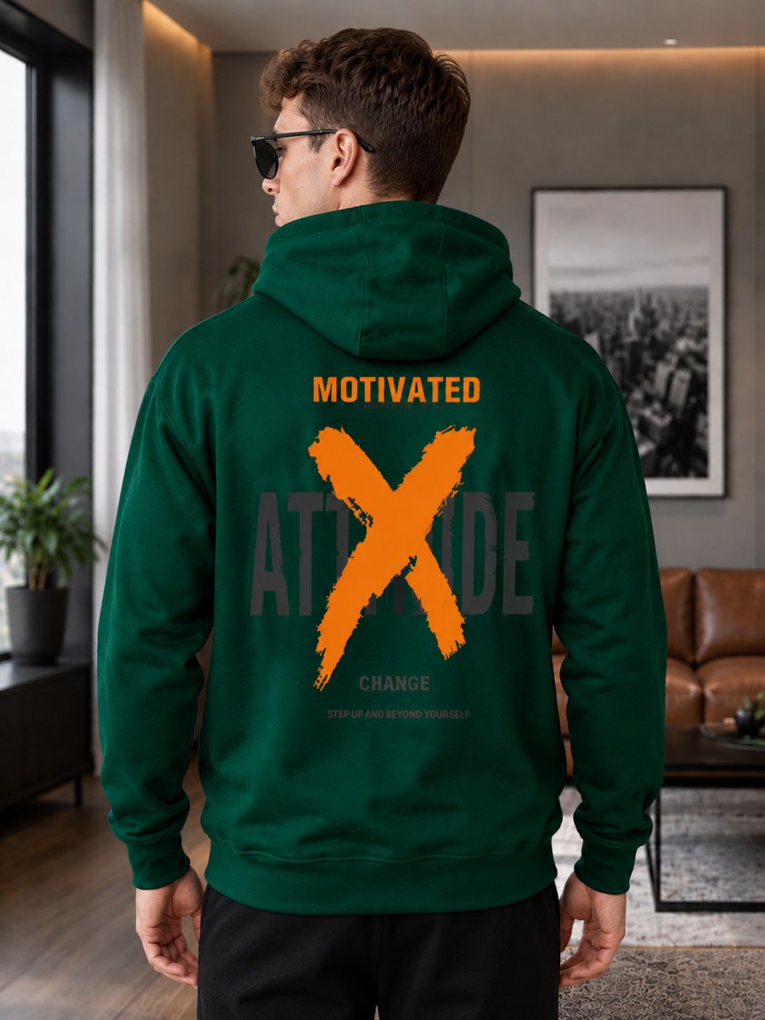 glito Men Printed Hooded Neck Green Sweater-picture-48
