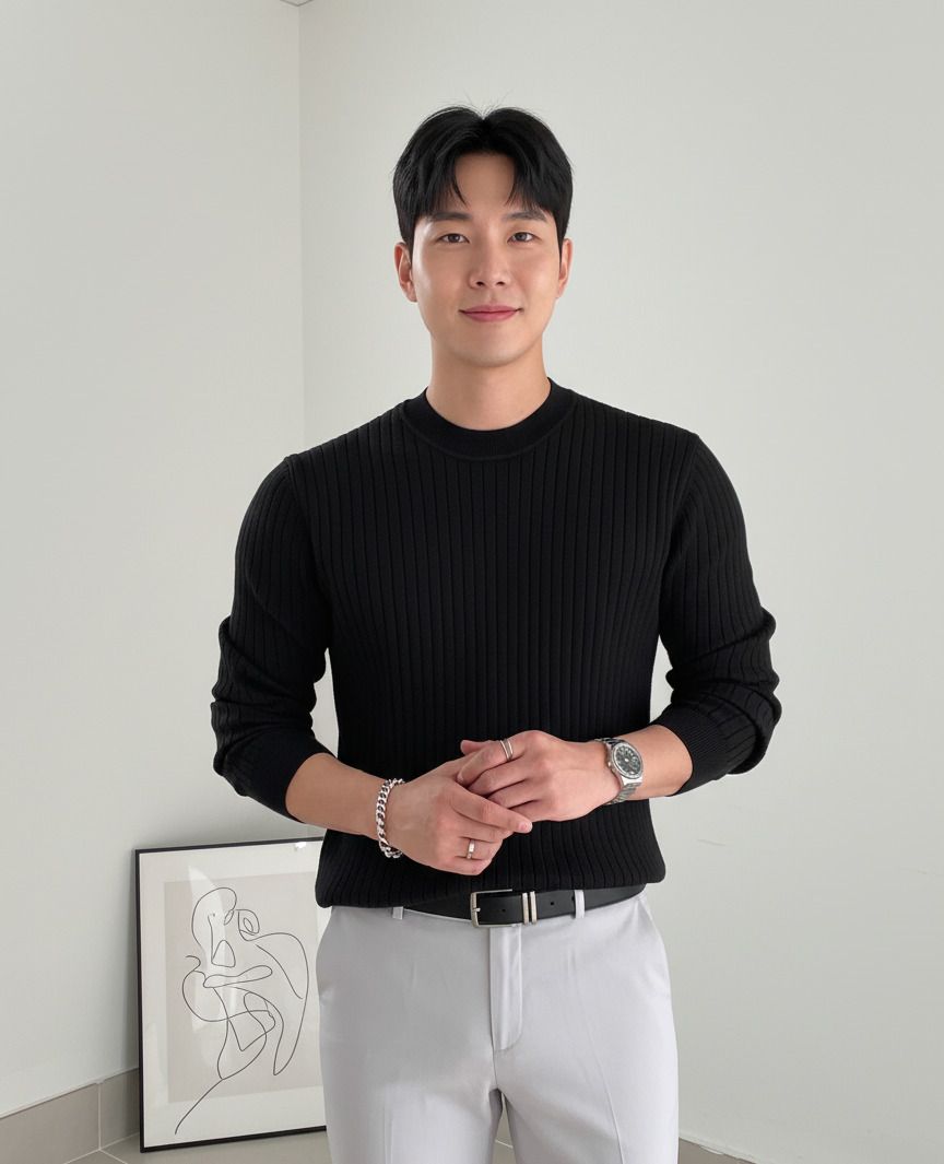 pivl Men Striped Round Neck Black Sweater-picture-23