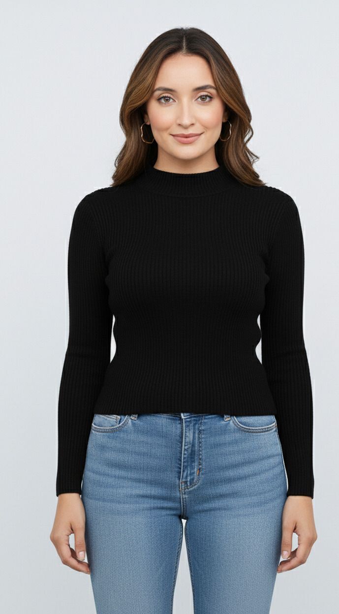 feverfew Men Striped High Neck Black Sweater-picture-17