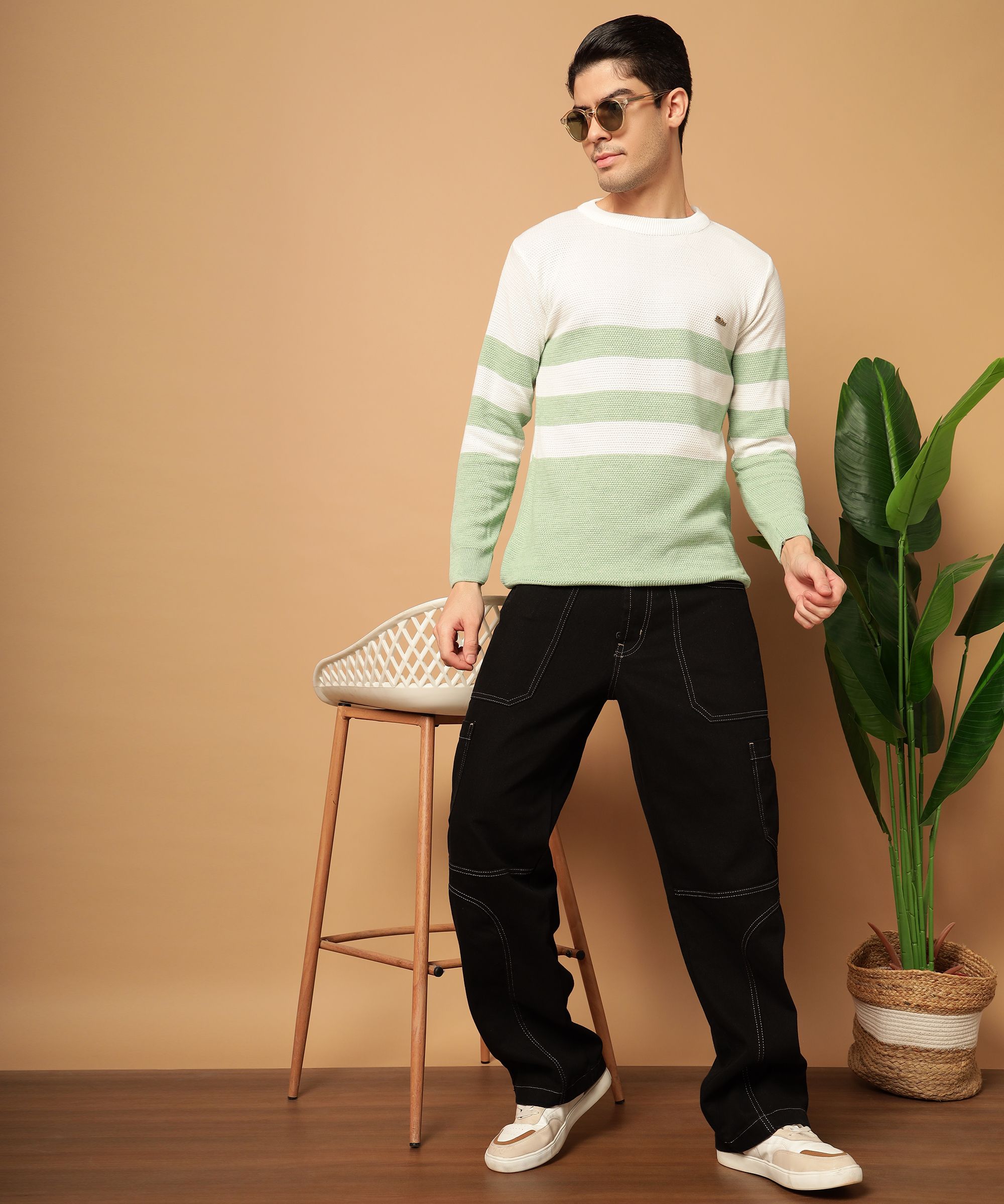 willey Men Striped Round Neck Multicolor Sweater-picture-9