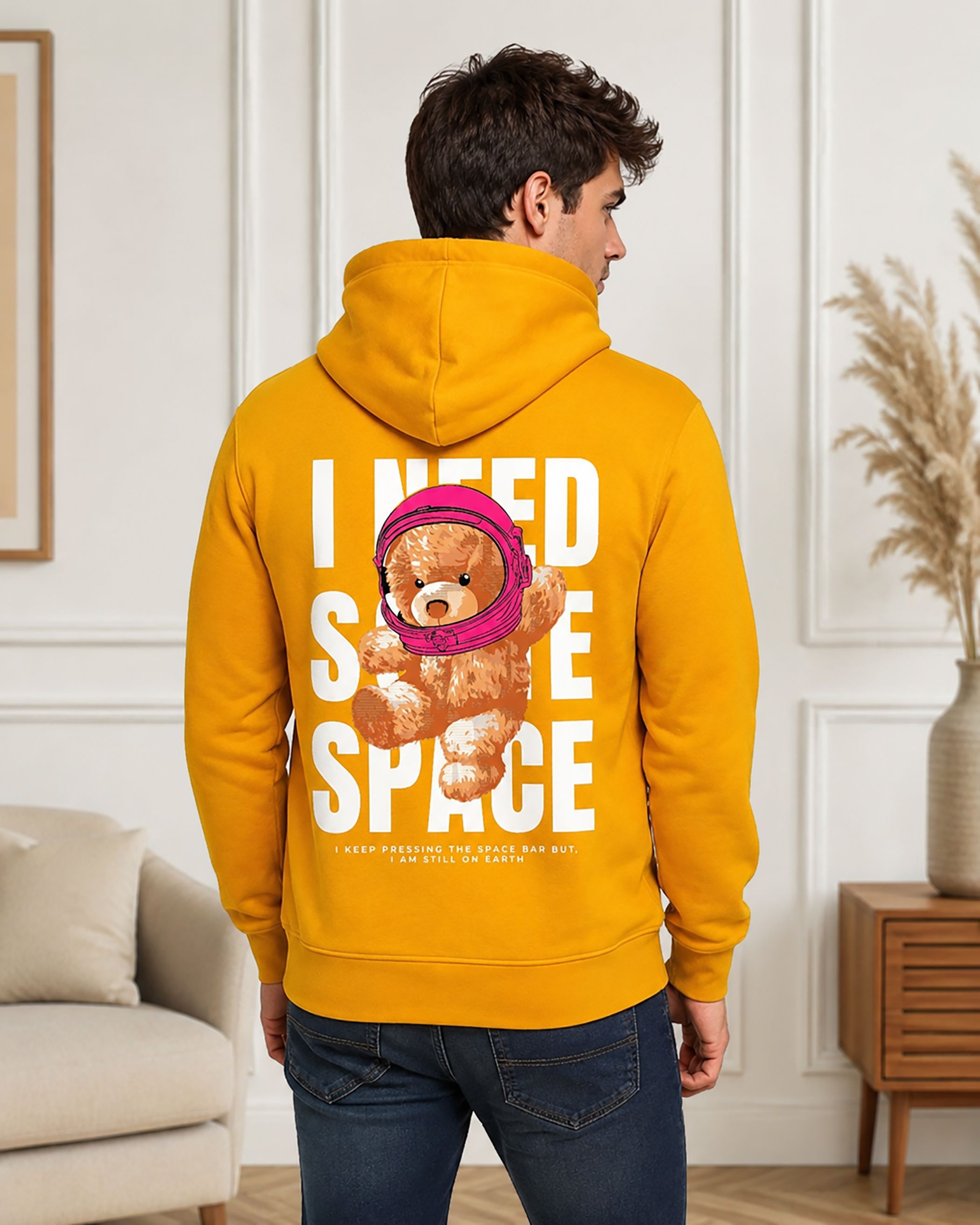 glito Men Printed Hooded Neck Yellow Sweater-picture-17