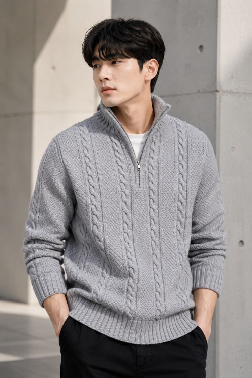fashlook Men Solid V Neck Grey Sweater-picture-37