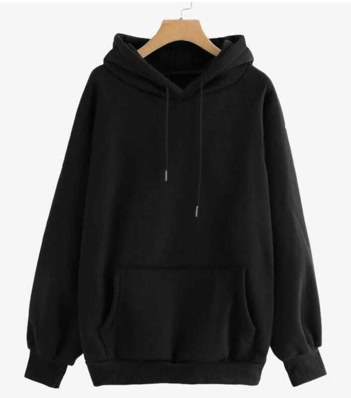 Men Solid Hooded Neck Black Sweater-image-6