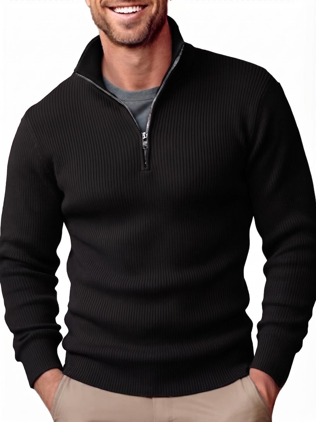 rably Men Solid High Neck Black Sweater-picture-30