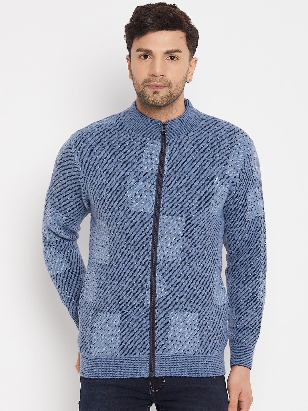 duke Men Self Design Round Neck Blue Sweater-picture-10