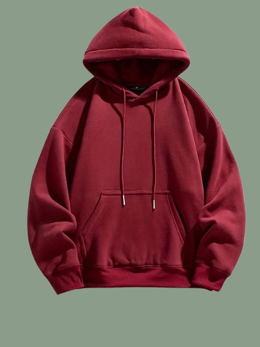 buckbarry Men Solid Hooded Neck Maroon Sweater-picture-23