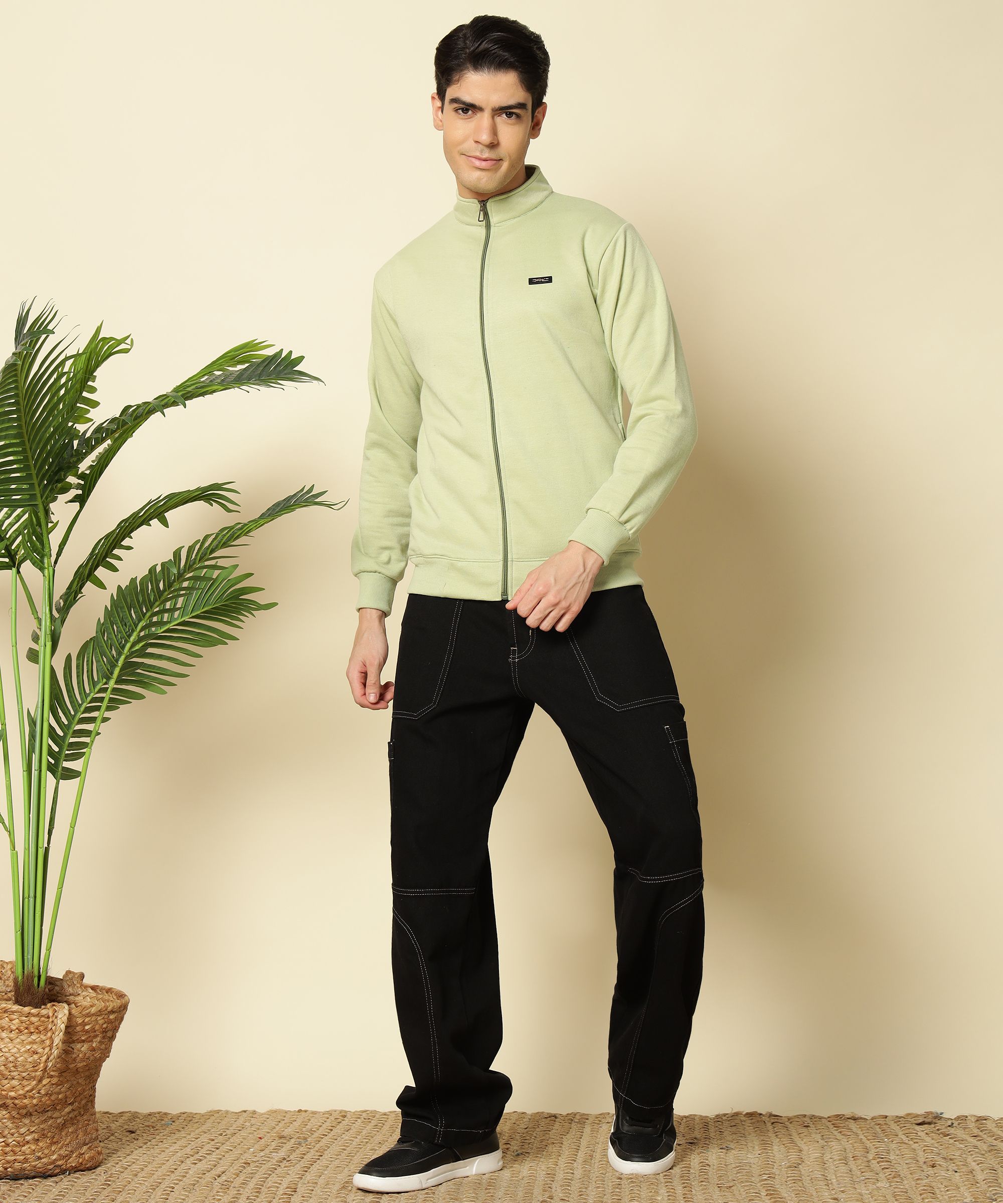 decanter Men Solid, Printed High Neck Light Green Sweater-picture-29