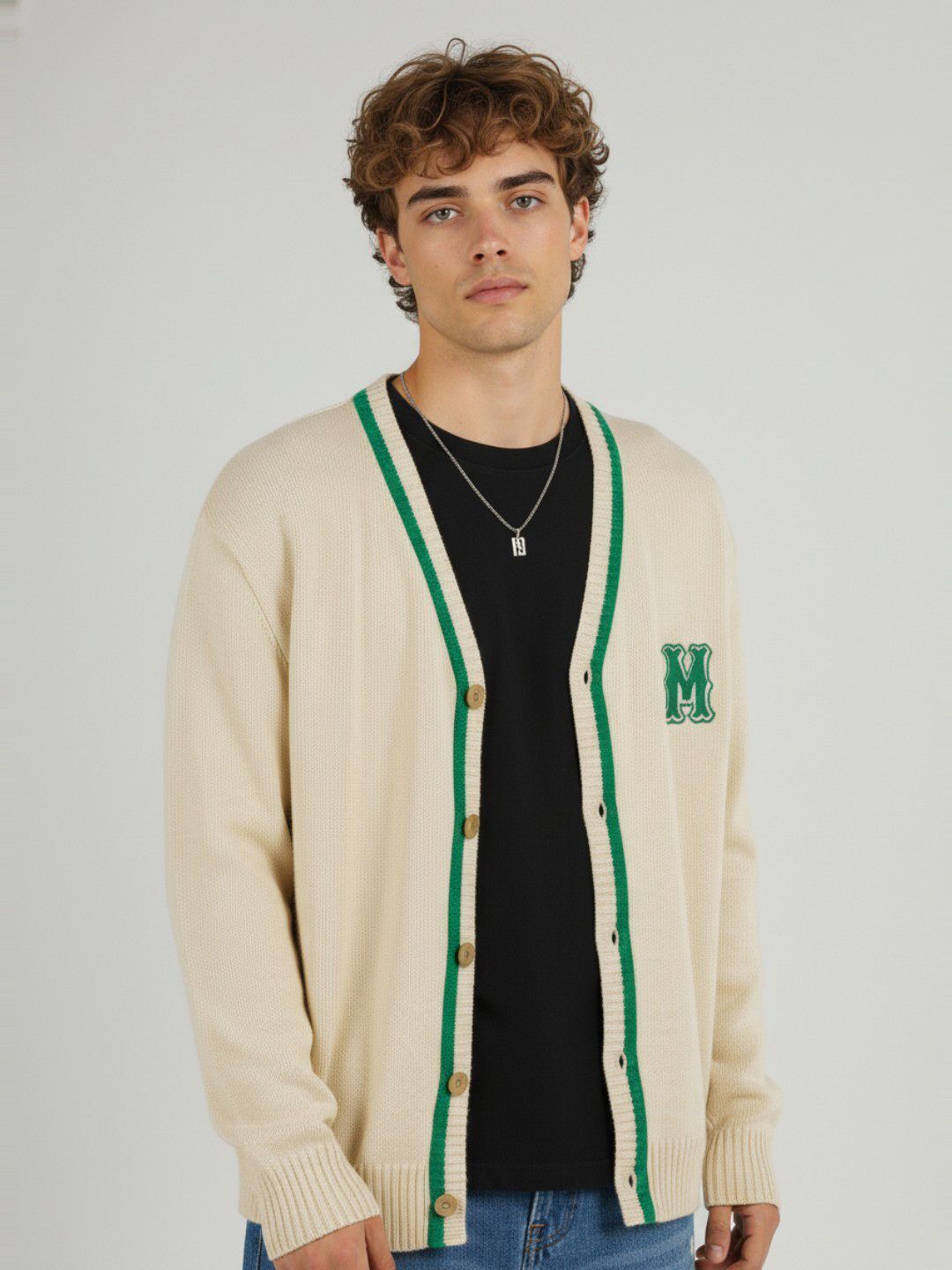glitchez Men Solid V Neck Beige, Green Sweater-picture-12