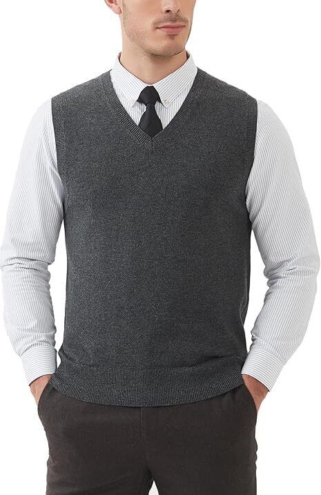urban rock Men Solid V Neck Grey Sweater-picture-13