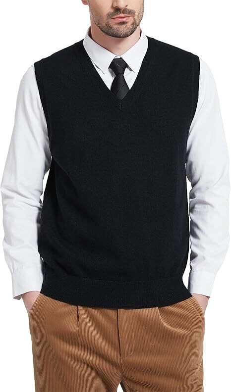 Men Solid V Neck Black Sweater-image-46