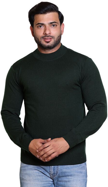 cavardi Men Solid Turtle Neck Green Sweater-picture-14