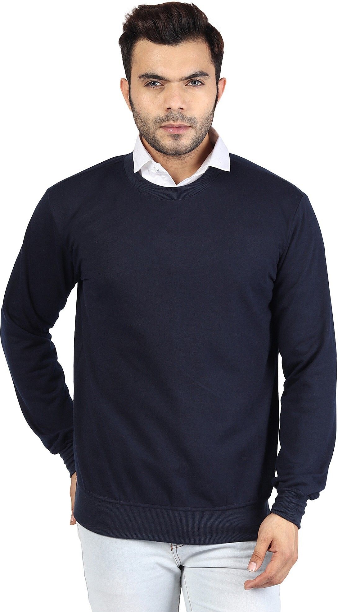 riverhill Men Solid Round Neck Blue Sweater-picture-28