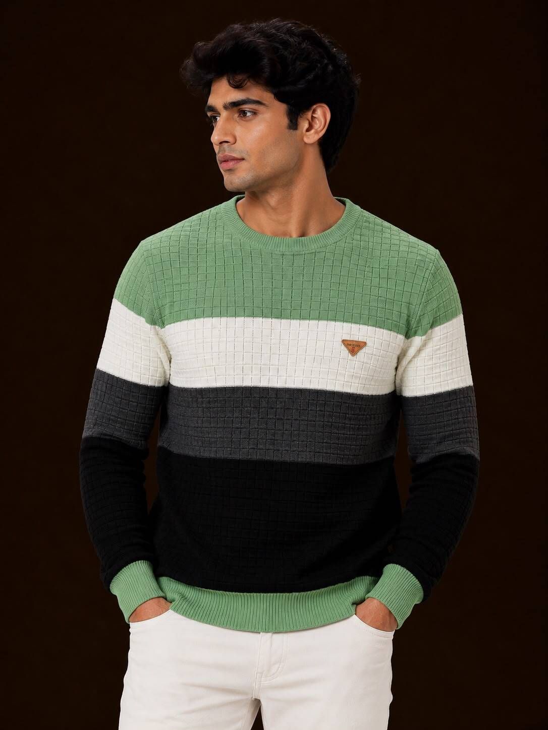 baheti impex Men Solid Round Neck Reversible Green Sweater-picture-25
