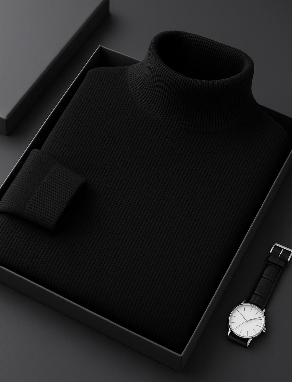 boom baam Men Solid High Neck Black Sweater-picture-47