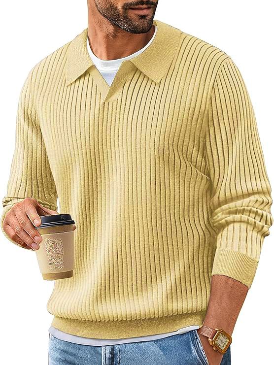 manra Men Self Design Collared Neck Beige Sweater-picture-26