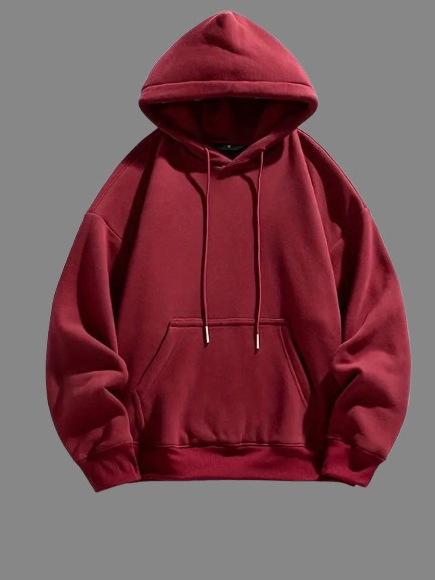 buckbarry Men Solid Hooded Neck Maroon Sweater-picture-27