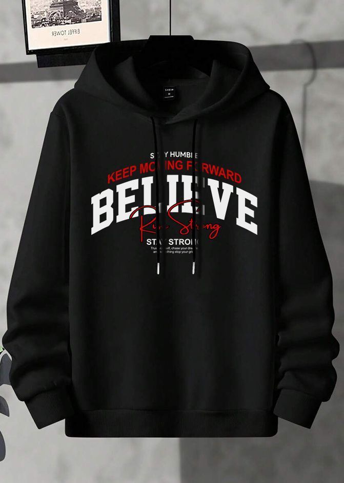 choicehub Men Graphic Print Hooded Neck Black Sweater-picture-20
