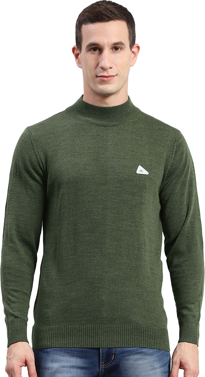 Men Solid Turtle Neck Green Sweater-image-41