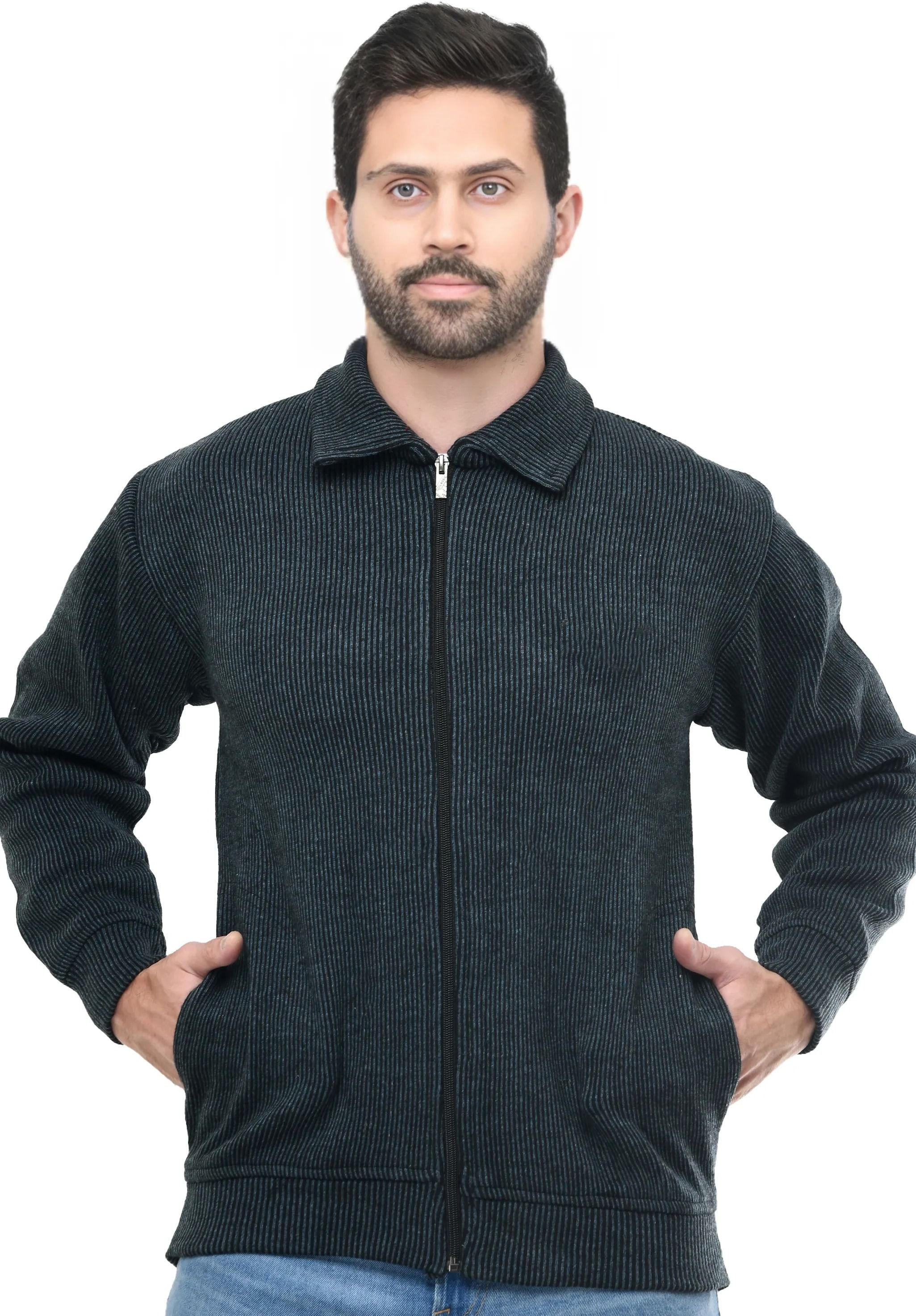 life and style Men Striped Collared Neck Black Sweater-picture-11