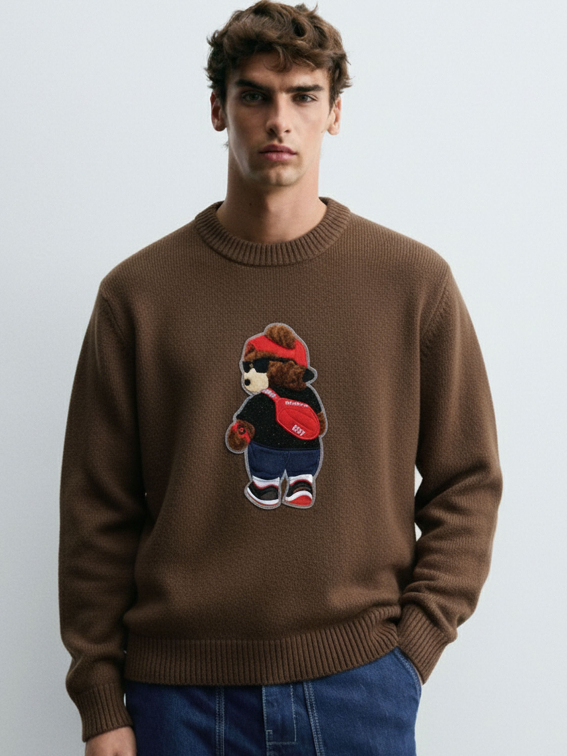highlander Men Graphic Print Round Neck Brown Sweater-picture-15