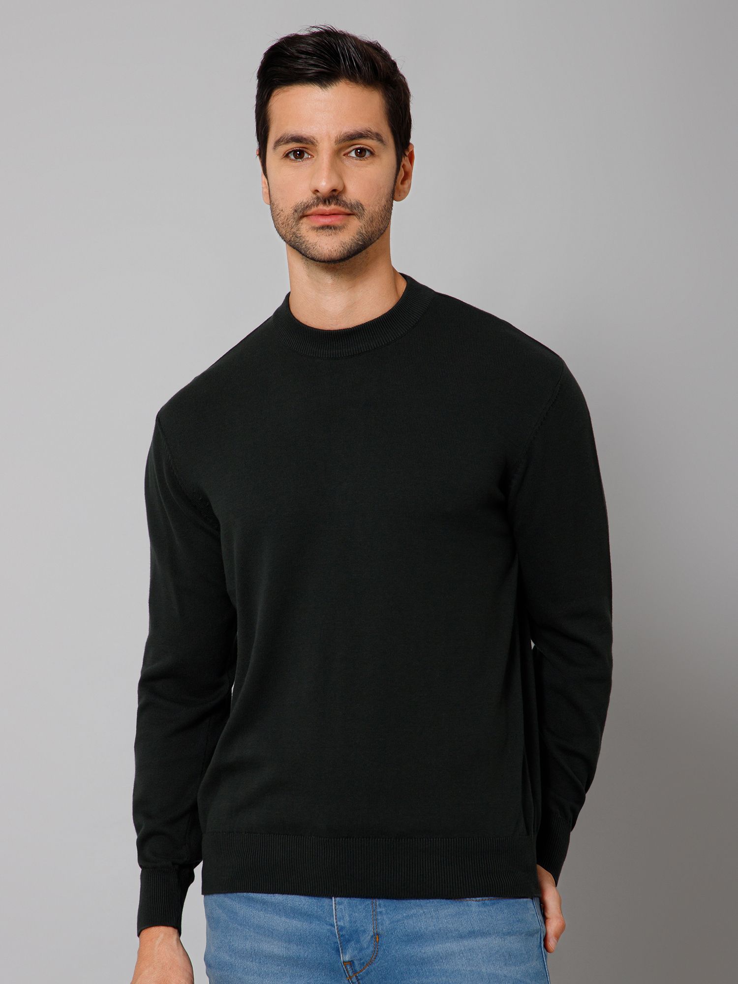 cantabil Men Solid High Neck Black Sweater-picture-13