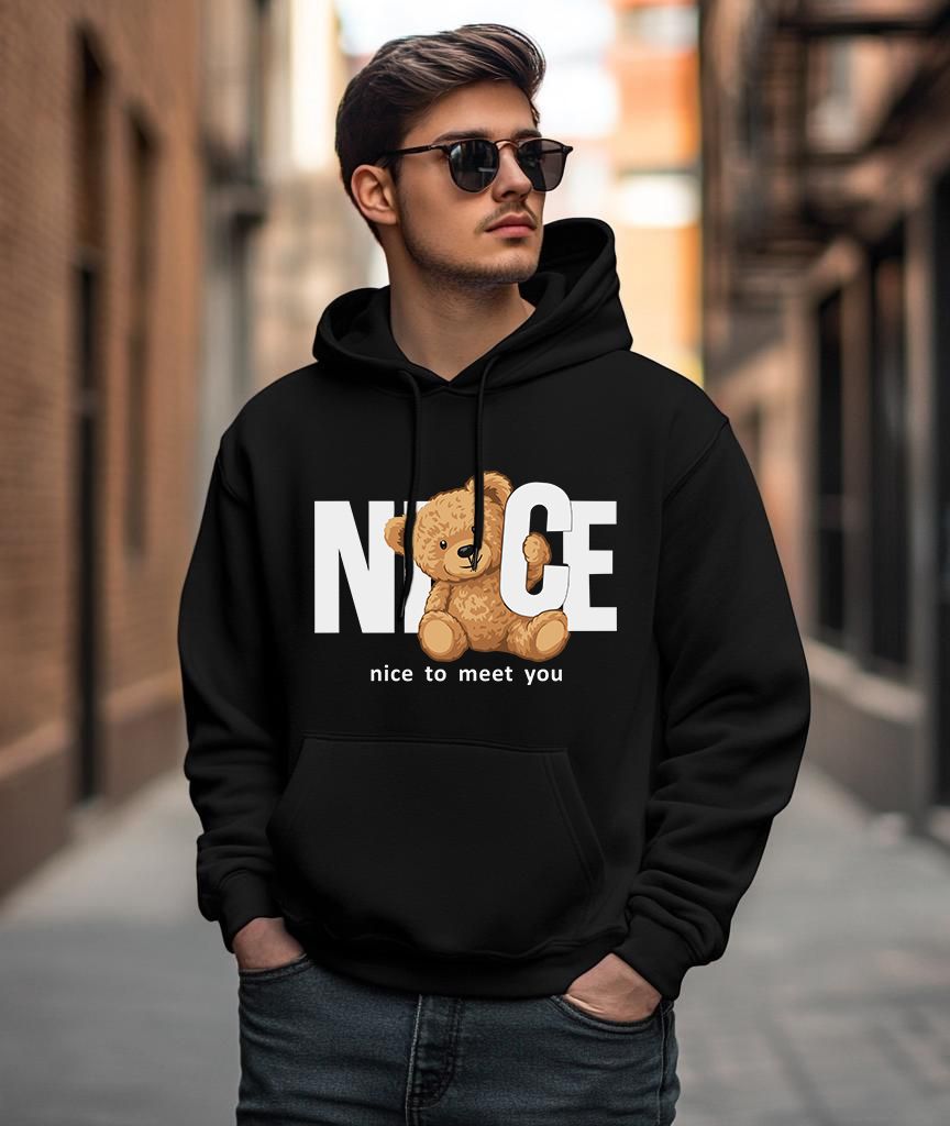 choicehub Men Printed Hooded Neck Black Sweater-picture-14