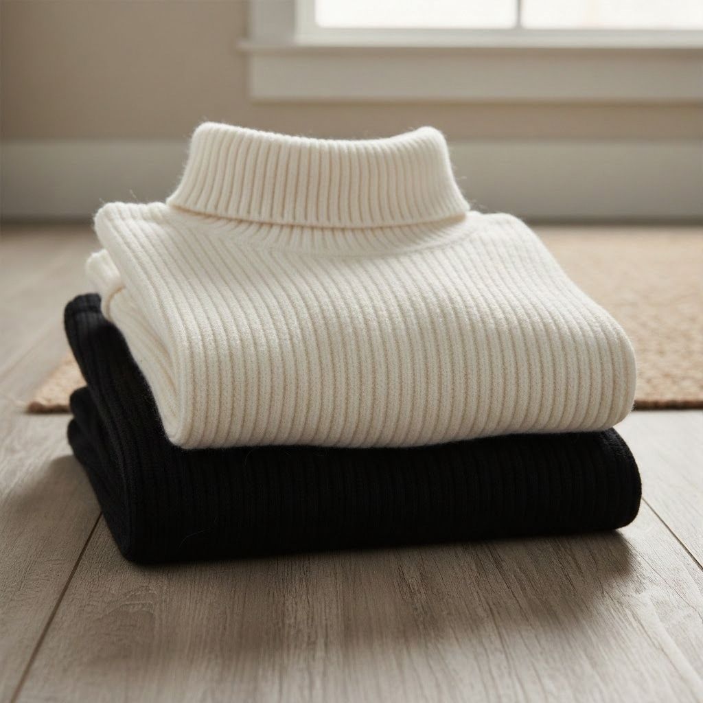 Men Solid High Neck Black, White Sweater