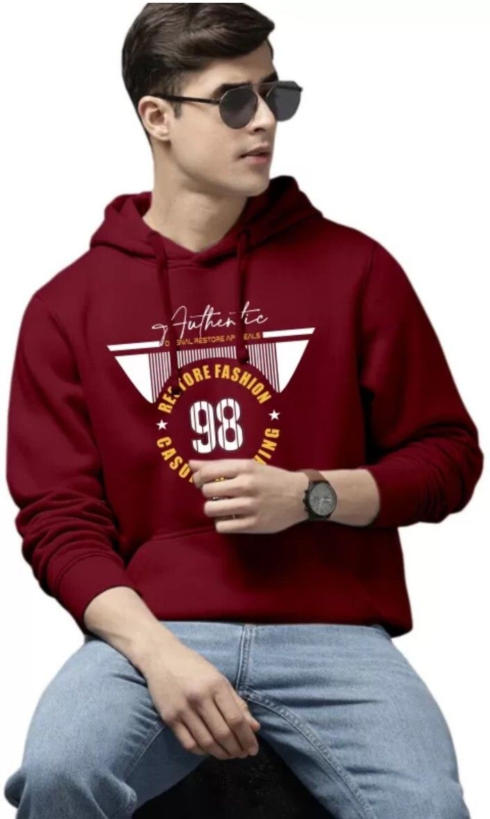 Men Printed Hooded Neck Yellow Sweater-image-27