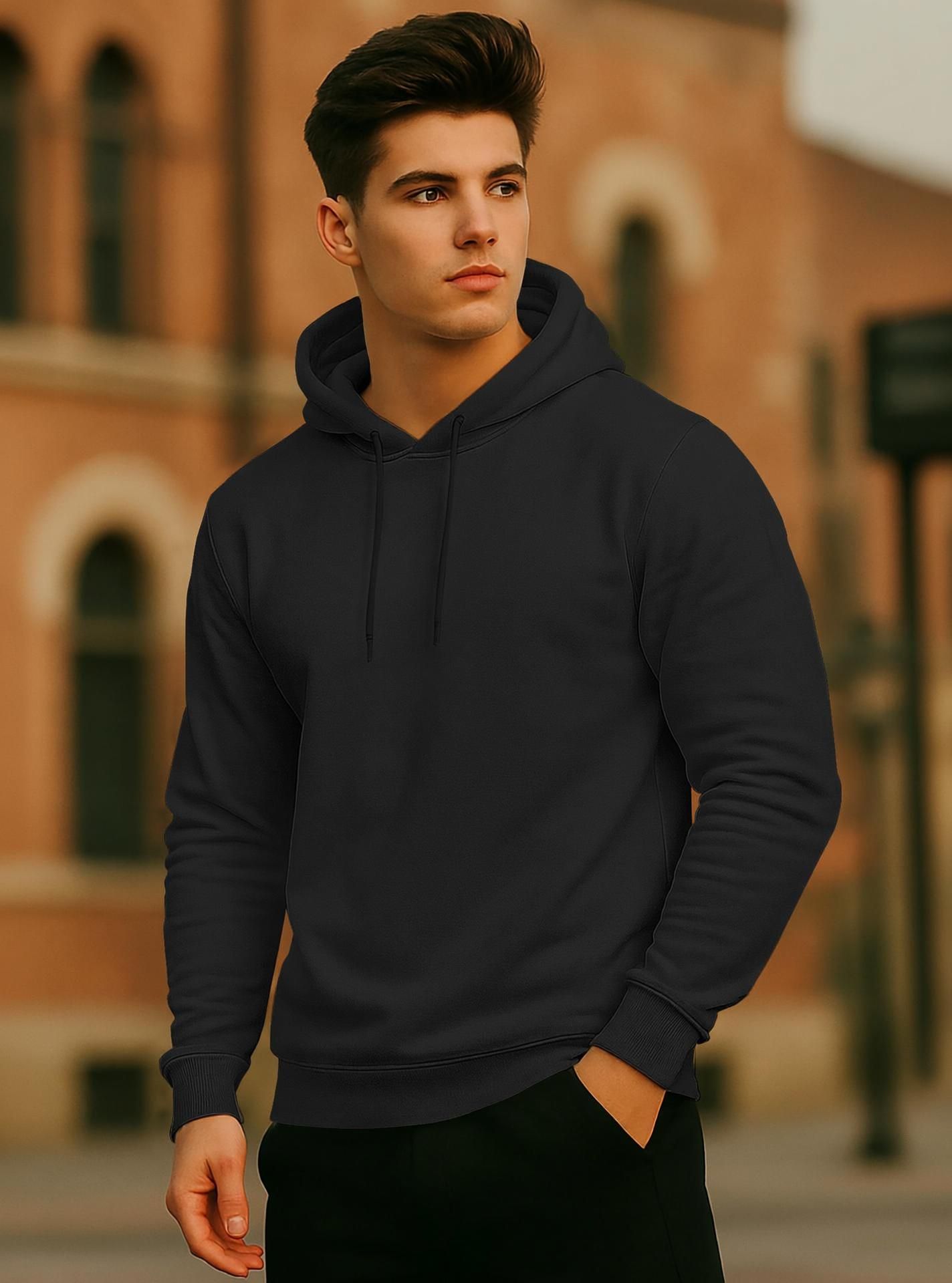 kelonbro Men Full Sleeve Solid Hooded Sweatshirt-picture-19