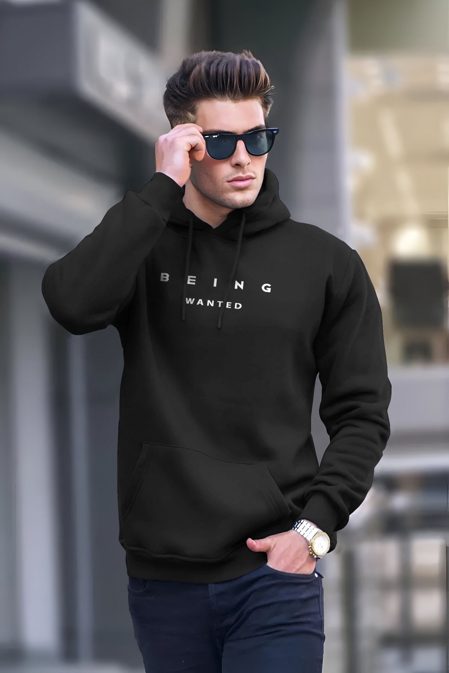 being wanted Men Full Sleeve Printed Hooded Sweatshirt-picture-23