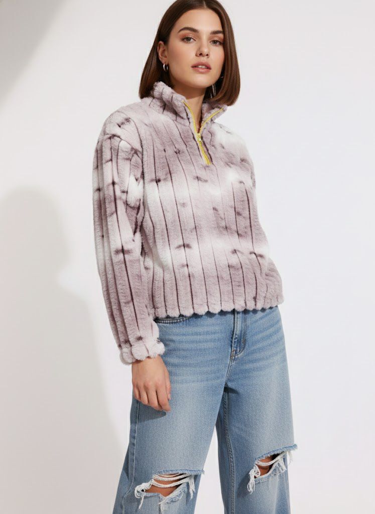 Women Full Sleeve Self Design Sweatshirt