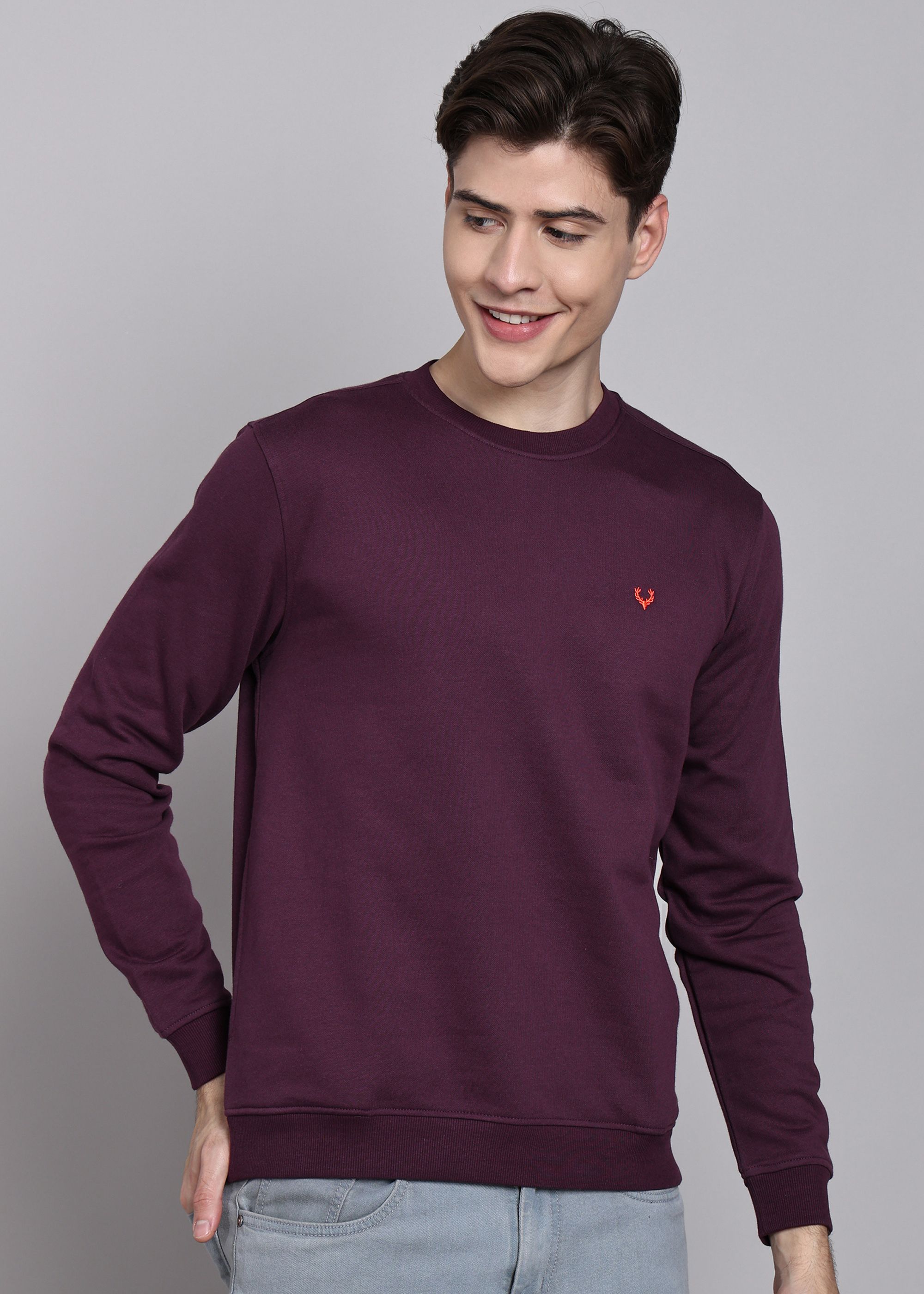 Men Full Sleeve Solid Sweatshirt