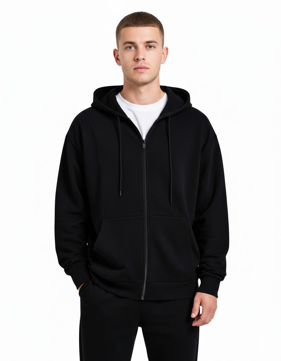 Men Full Sleeve Solid Hooded Sweatshirt
