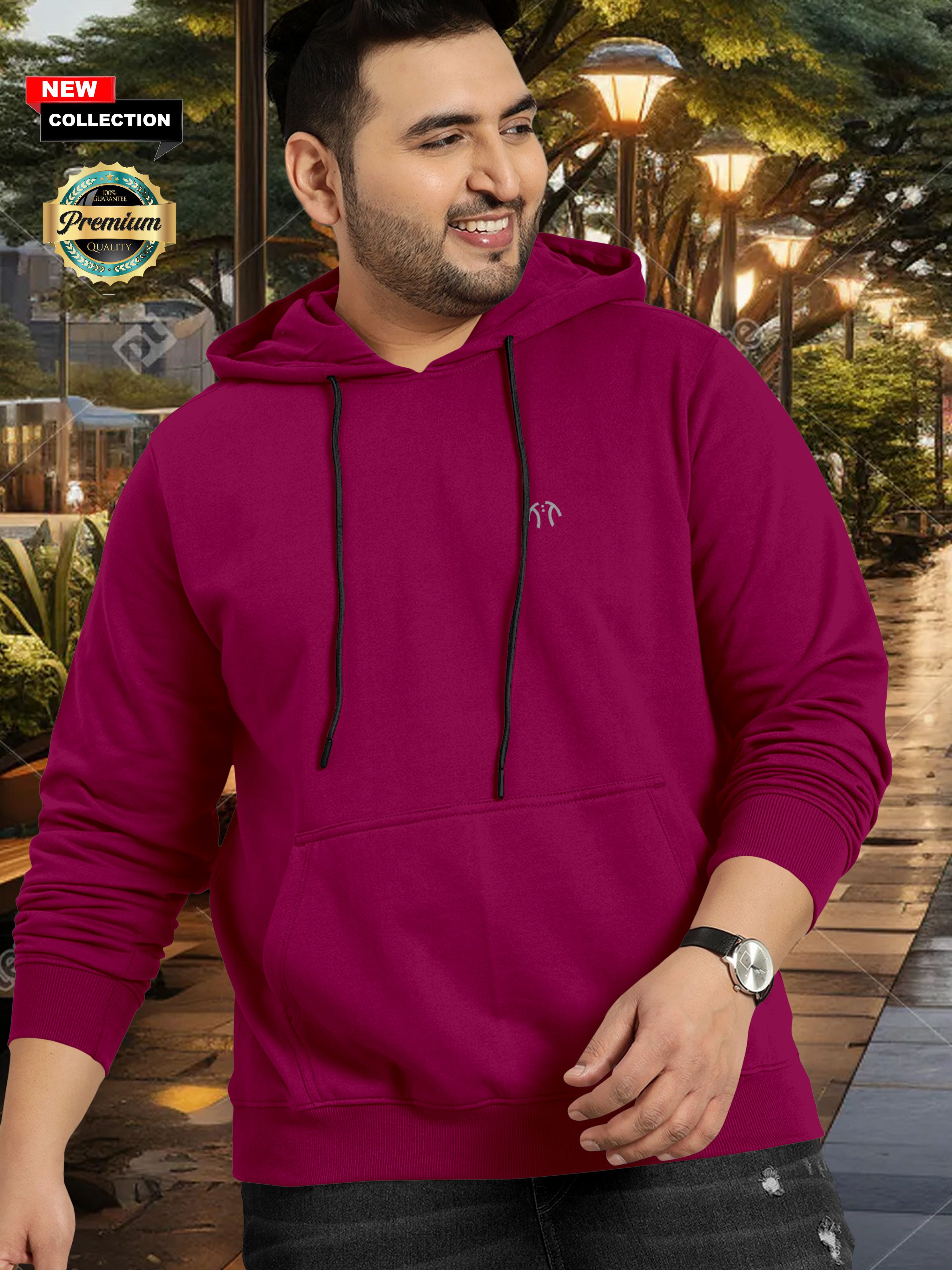 Men Full Sleeve Solid Hooded Sweatshirt