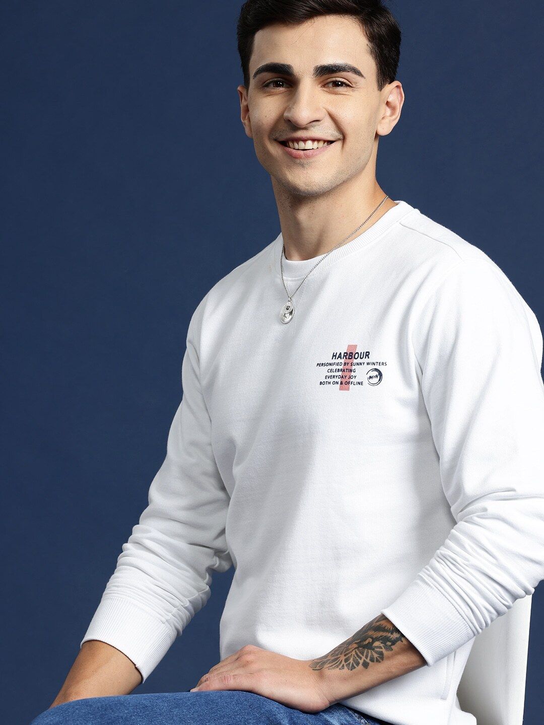 mast & harbour Men Full Sleeve Solid Sweatshirt-picture-10