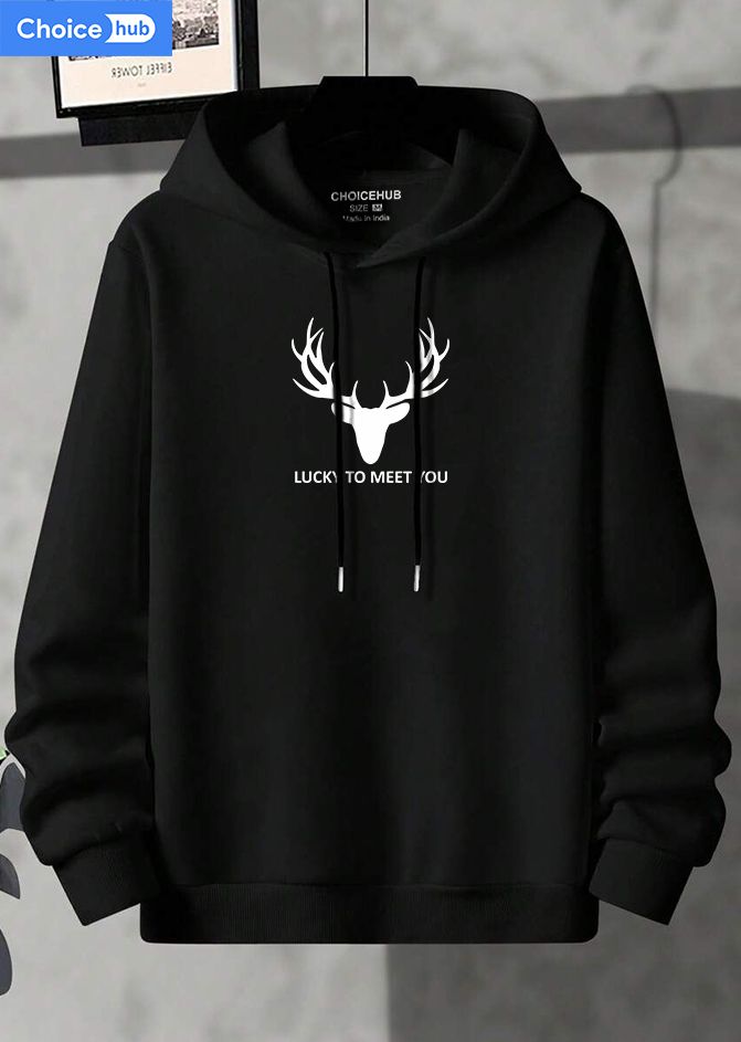 choicehub Men Full Sleeve Graphic Print, Solid Hooded Sweatshirt-picture-19