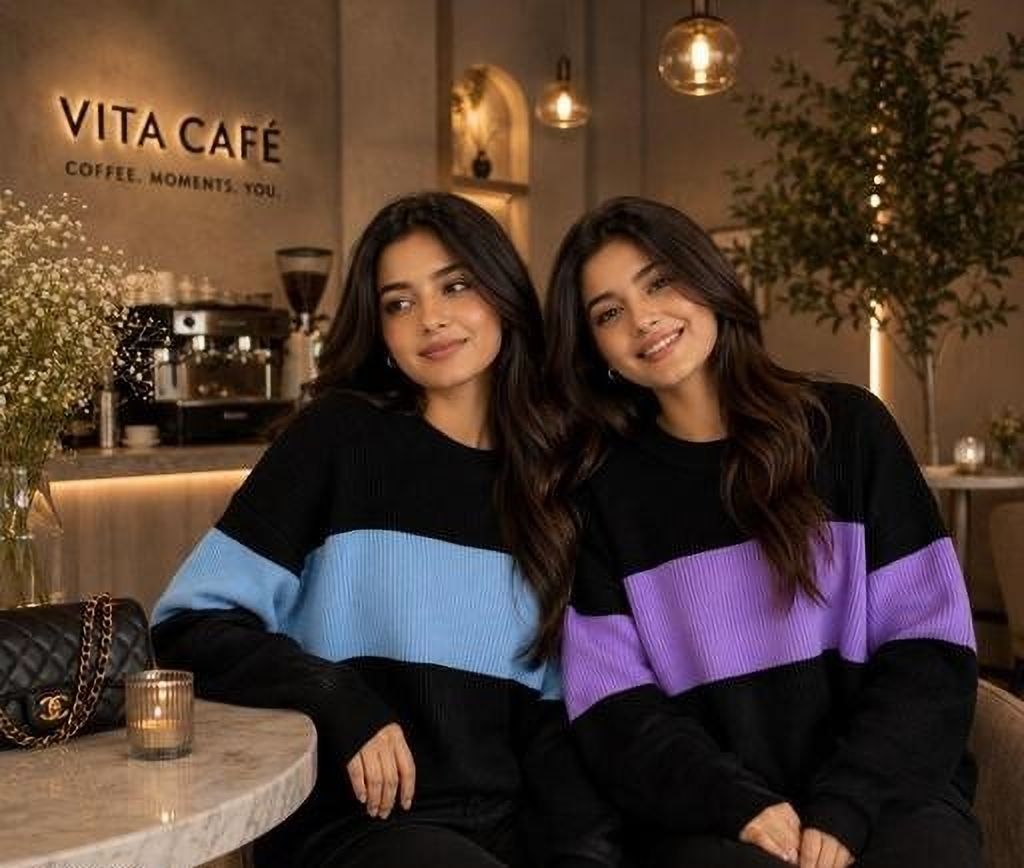 Women Full Sleeve Color Block Reversible Sweatshirt-image-4