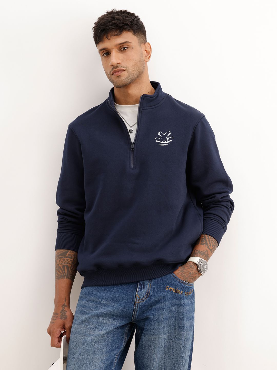 wrogn Men Full Sleeve Solid Sweatshirt-picture-12