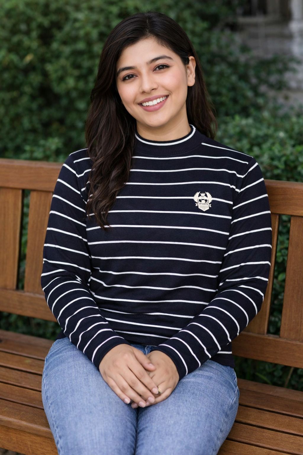Women Full Sleeve Striped, Embroidered Sweatshirt-image-17