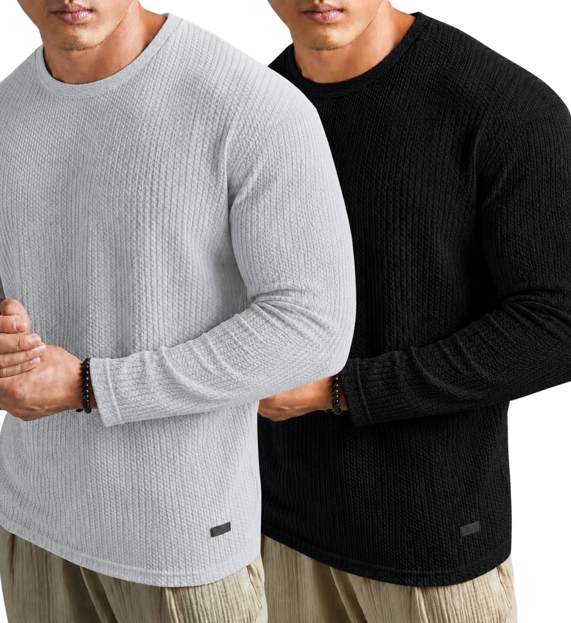 way to trendy Pack of 2 Men Solid Round Neck Cotton Blend White T-Shirt-picture-12