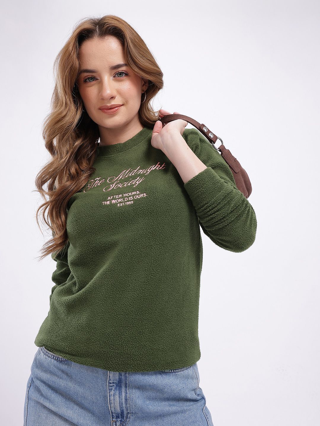 Women Full Sleeve Embroidered Sweatshirt