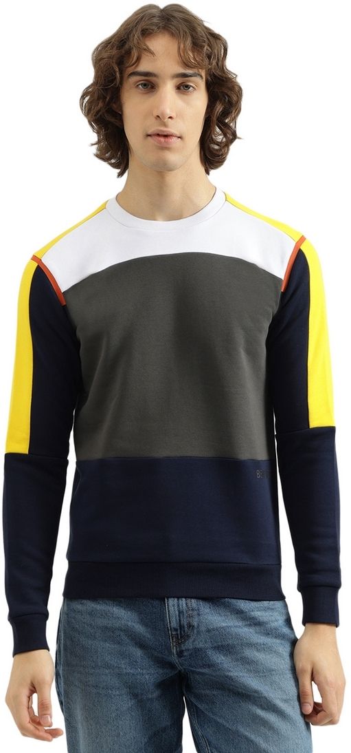 Men Full Sleeve Color Block Sweatshirt-image-2